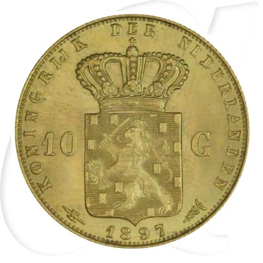 Niederlande 10 Gulden 1897 Gold 6,05g fein vz-st Wilhelmina I.
