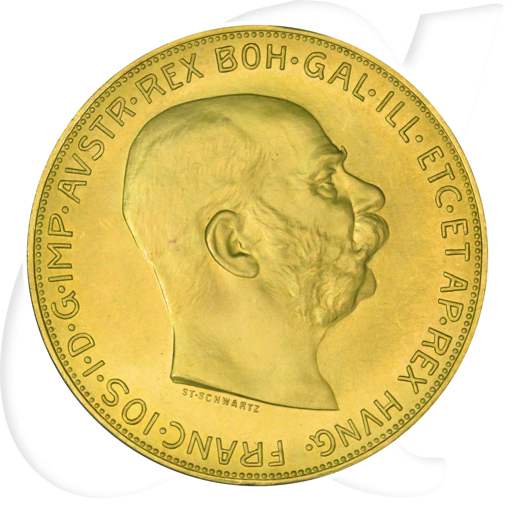 Österreich 100 Kronen 1915 offizielle Nachprägung Münzen-Bildseite