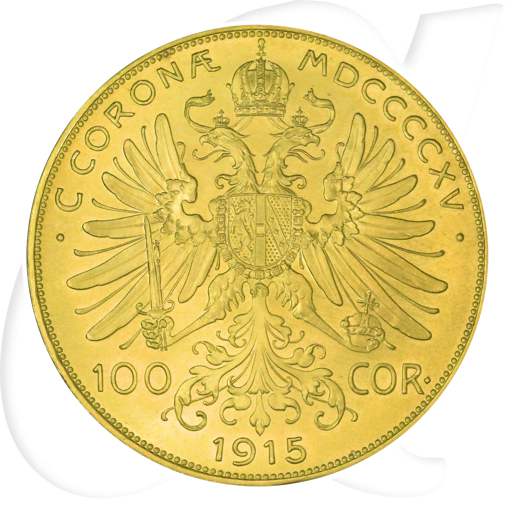 Österreich 100 Kronen 1915 offizielle Nachprägung Münzen-Wertseite