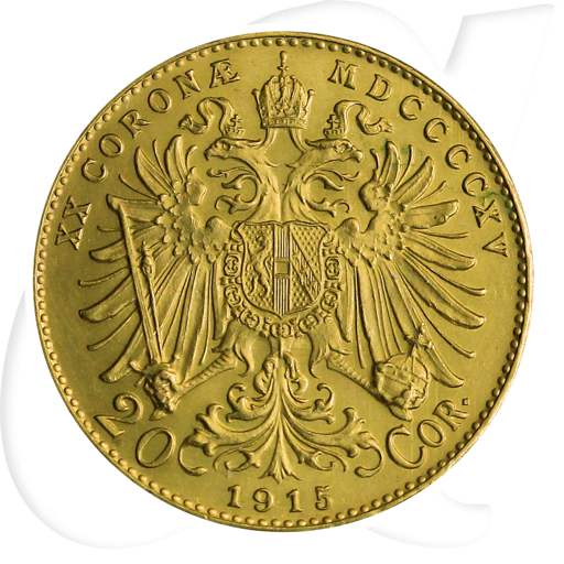 Österreich 20 Kronen 1915 NP Gold 6,10 gr. fein
