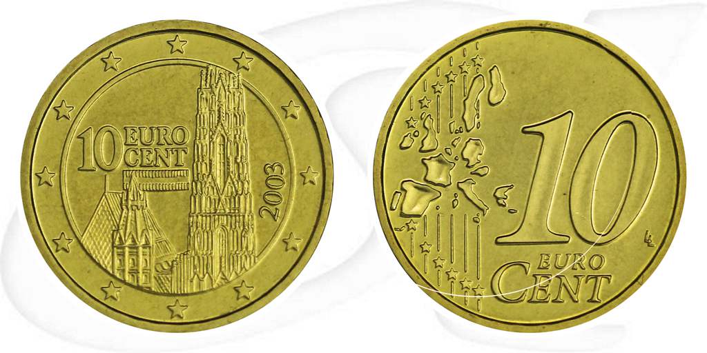 Österreich 2003 10 Cent Umlauf Münze Kurs Münze Vorderseite und Rückseite zusammen