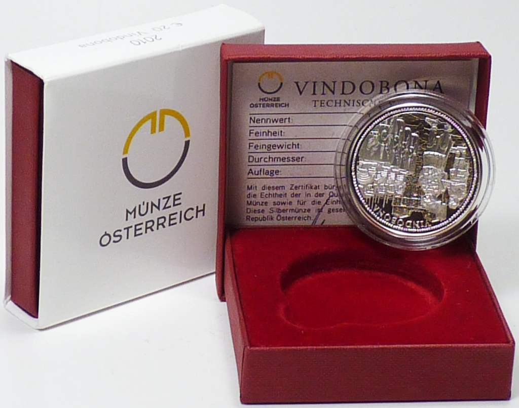 Österreich 2010 Vindobona 20 Euro Silber PP OVP