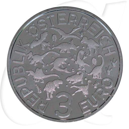Österreich 2021 Therizinosaurus 3 Euro Münzen-Wertseite
