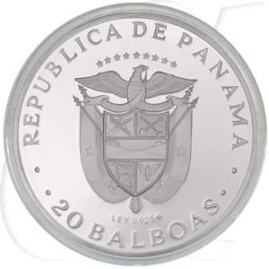 Panama 20 Balboas Silber Simon Bolivar 1974 PP OVP