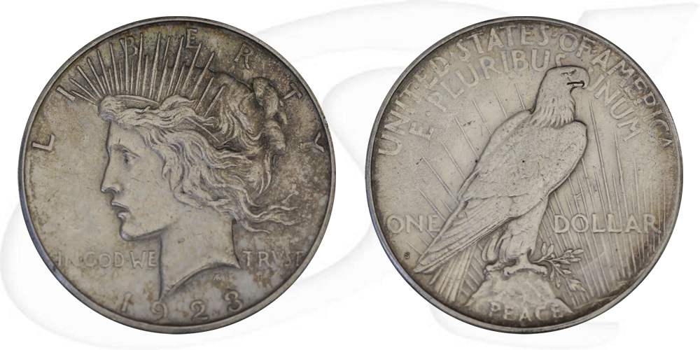 peace-dollar-usa-anlage-silber Münze Vorderseite und Rückseite zusammen