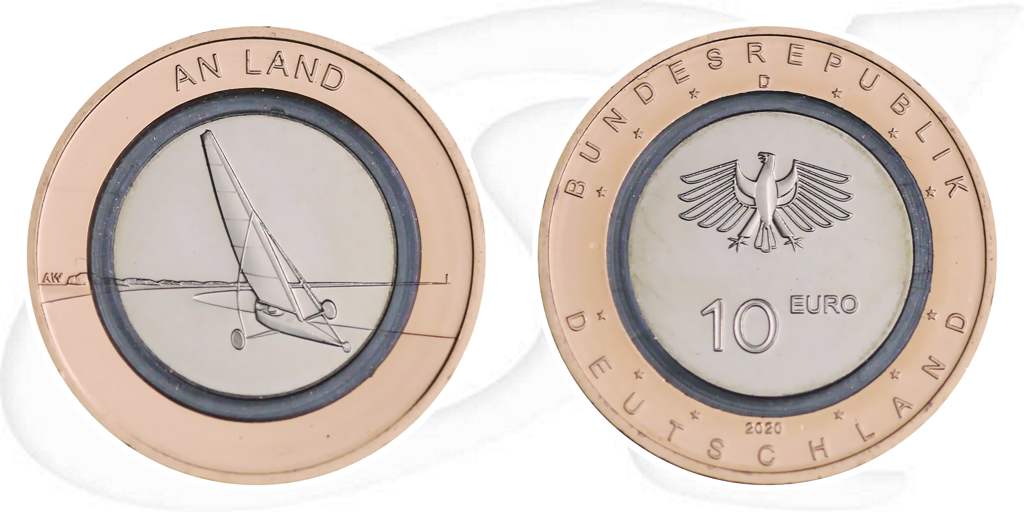 Polymerring 10 Euro Land 2020 BRD Münze Vorderseite und Rückseite zusammen