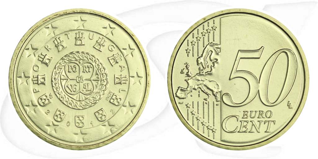 Portugal 2012 50 Cent Umlaufmünze Münze Vorderseite und Rückseite zusammen