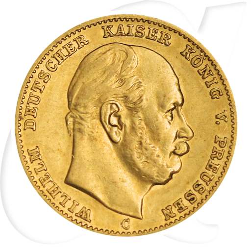 Preussen 1873 10 Mark C Gold Wilhelm Deutschland Münzen-Bildseite
