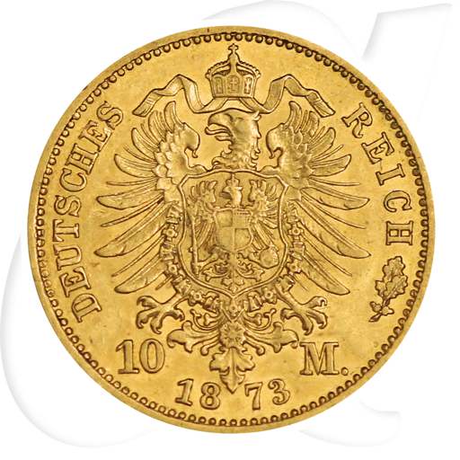 Preussen 1873 10 Mark C Gold Wilhelm Deutschland Münzen-Wertseite