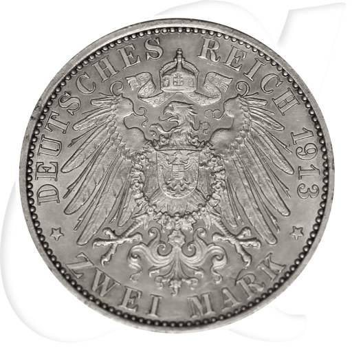 Deutschland Preussen 2 Mark 1913 ss berieben Wilhelm II. Regierungsjubiläum