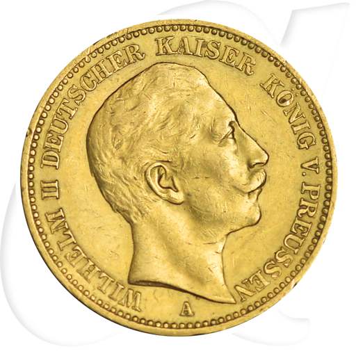 Preussen 20 Mark 1888 Wilhelm Gold Deutschland Kaiserreich Münzen-Bildseite