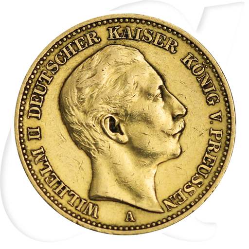 Deutschland Preussen 20 Mark Gold 1892 A ss Wilhelm II.