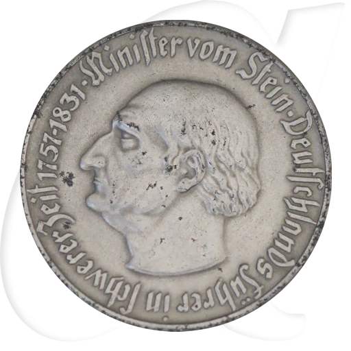 Provinz Westfalen 5 Mark 1921 s-ss Minister vom Stein