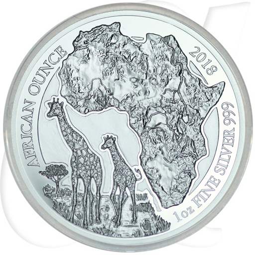 Ruanda 50 RWF 2018 PP OVP Silber 1oz Giraffe mit Zertifikat