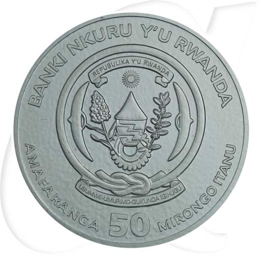 Ruanda 50 RWF 2013 BU OVP Silber 1oz Gepard / Cheetah Münzen-Wertseite