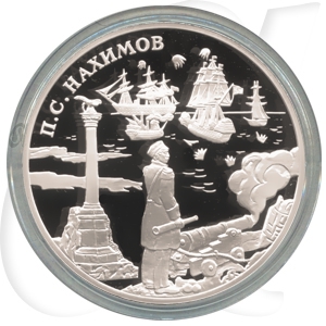 Russland 3 Rubel 2002 Silber PP Admiral Pavel Stepanovich Nakhimov