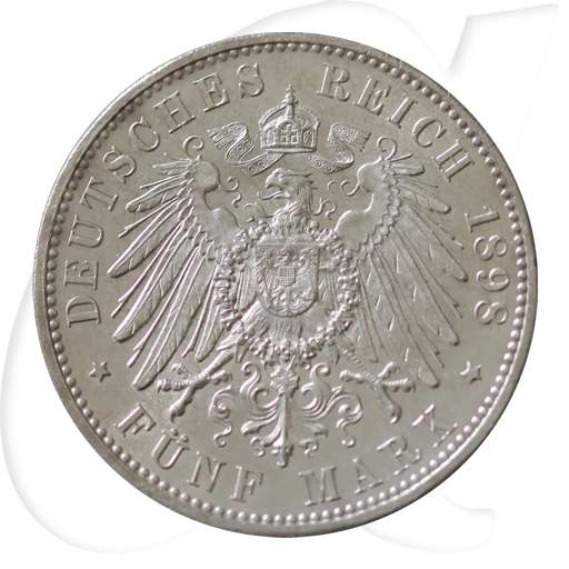 Deutschland Sachsen 5 Mark 1898 vz-st Albert