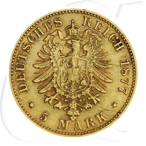 Deutschland Sachsen 5 Mark Gold 1877 E ss Albert