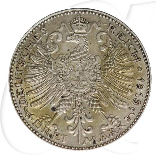 Sachsen Weimar Eisenach 1915 3 Mark Großherzogtum Münzen-Wertseite
