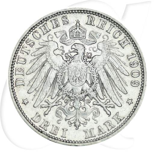 Deutschland Schwarzburg-Sondershausen 3 Mark 1909 ss Karl Günther Tod