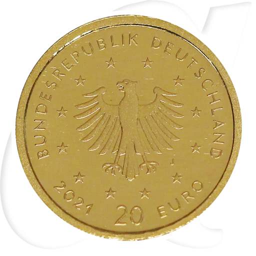 Schwarzspecht 2021 Gold Deutschland 20 Euro Münzen-Wertseite