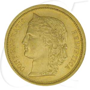 Schweiz 20 Franken Gold 5,81g fein Helvetia 1886 vz