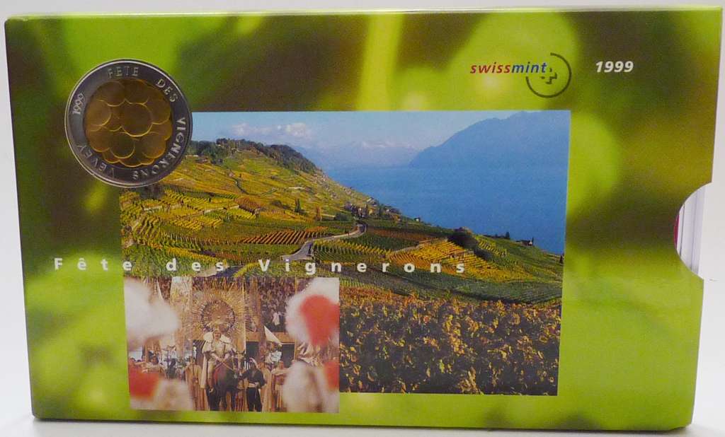 Schweiz Kursmünzensatz 1999 stempelglanz Fete des Vignerons OVP