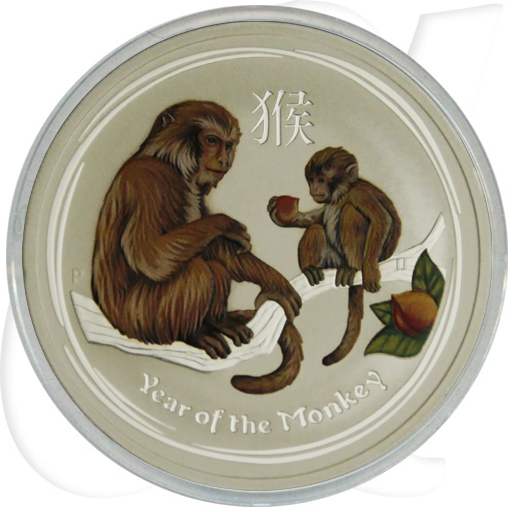 Australien 2 Dollar 2016 BU Silber Lunar II Jahr des Affen Farbe