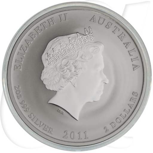Silber Lunar Hase 2011 2 Dollar Australien Münzen-Wertseite