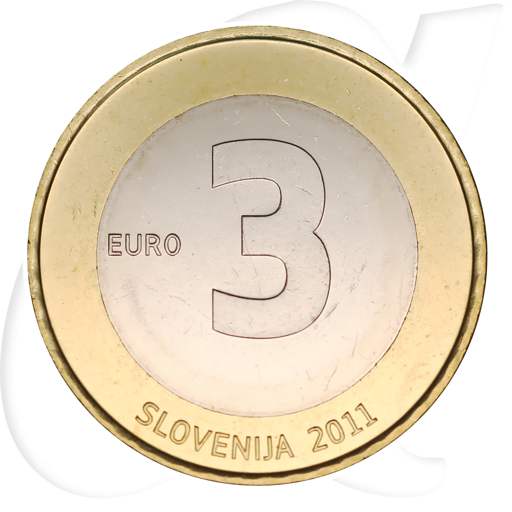 Slowenien 2011 Unabhängigkeit 3 Euro Ljubljana Münzen-Wertseite