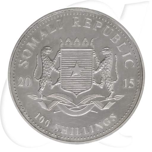 Somalia Elefant 2015 100 Shillings Silber Münzen-Wertseite