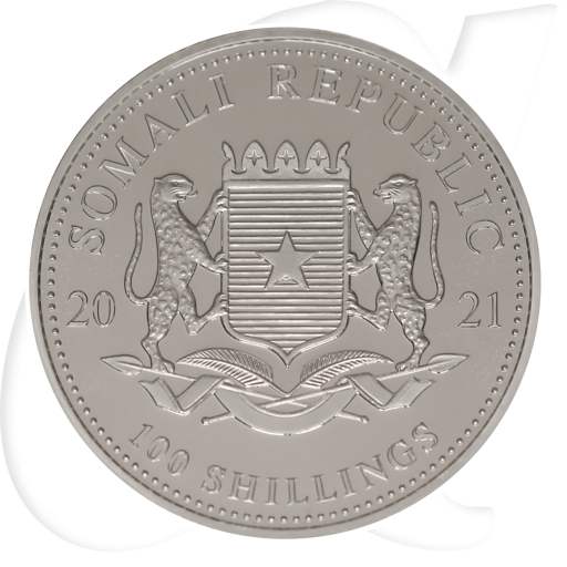Somalia Elefant 2021 Silber Münzen-Wertseite
