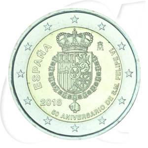 Spanien 2x 2 Euro 2018 Santiago de Compostela / Geburtstag Felipe st