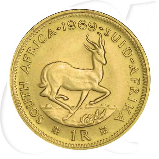 Südafrika Gold Springbock 1 Rand Münzen-Wertseite