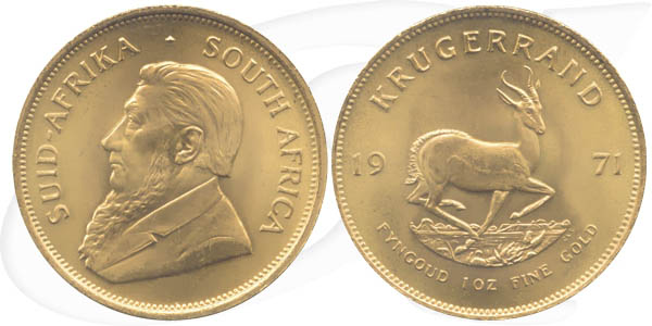 Krügerand 1 Unze Gold Südafrika Bildseite und Wertseite