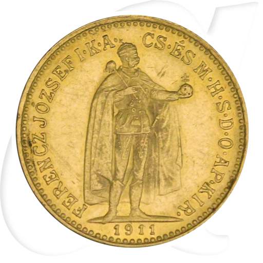Ungarn 10 Korona Gold (3,049 gr. fein) 1911 ss-vz Franz Josef I.