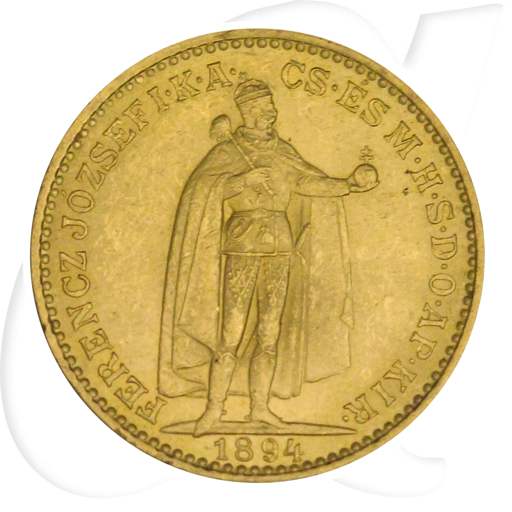 Ungarn 20 Korona Gold (6,098 gr. fein) 1894 vz Franz Josef I. Münzen-Bildseite