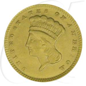 USA 1 Dollar 1868 ss Gold 1,50g fein Indianerprinzessin