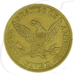 USA 5 Dollar 1843 ss Gold 7,52g fein Liberty Eagle Coronet Head