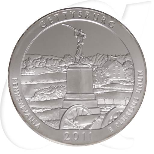 USA Quarter Dollar 2011 st 5 oz Silber Pennsylvania - Gettysburg Military Park