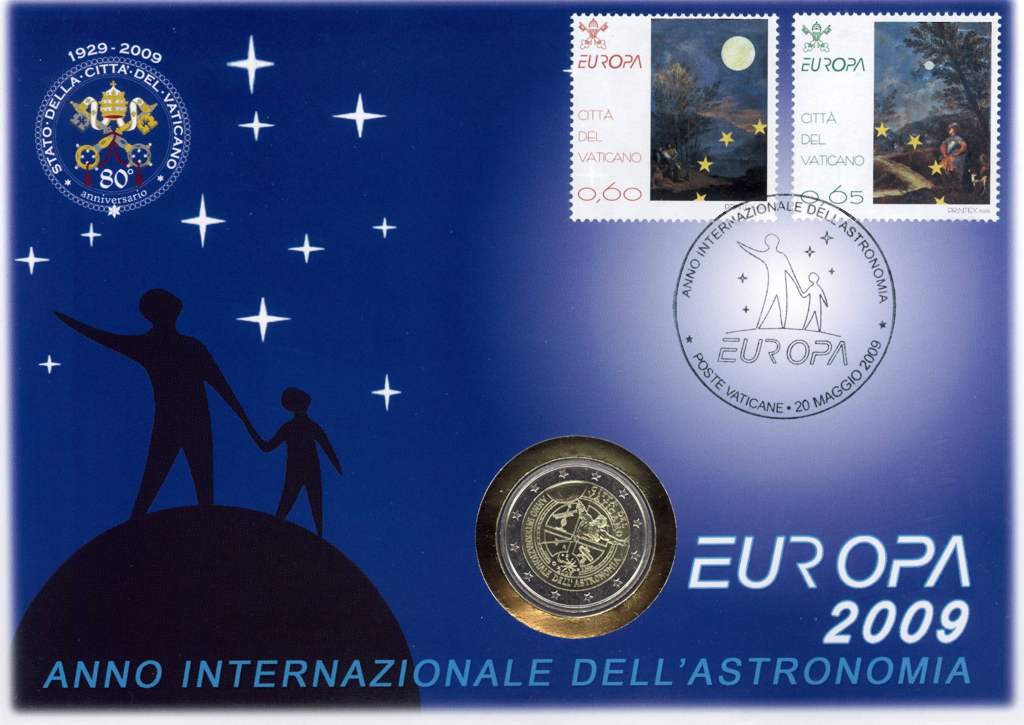 Vatikan 2 Euro 2009 st Numisbrief OVP Internationales Jahr der Astronomie