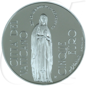5 Euro Münze Vatikan 2004 150 Jahre Dogma Empfängnis OVP Wertseite