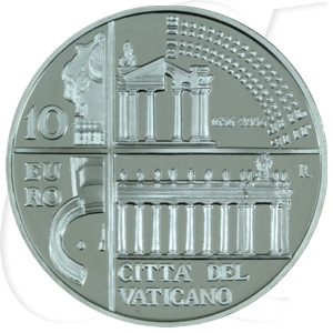 Vatikan 10 Euro Silber 2006 PP OVP 450 Jahre Kolonaden auf dem Petersplatz