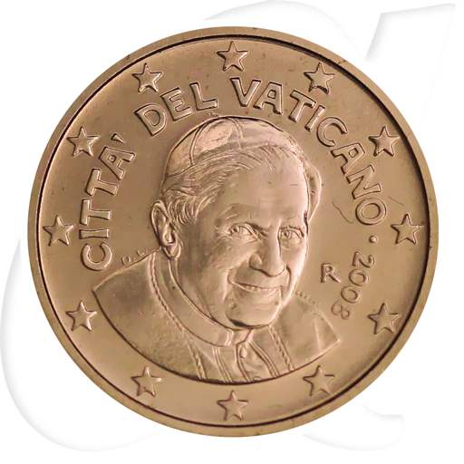 Vatikan 2 Cent 2008 Umlaufmünze Papst Benedikt XVI.