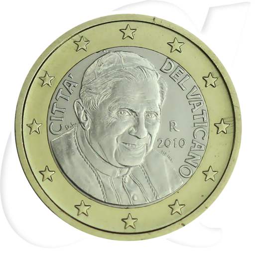 Vatikan 2010 1 Euro Papst Benedikt Umlauf Kurs Münzen-Bildseite