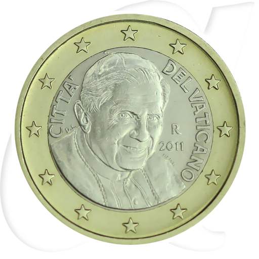 Vatikan 2011 1 Euro Papst Benedikt Umlauf Kurs Münzen-Bildseite