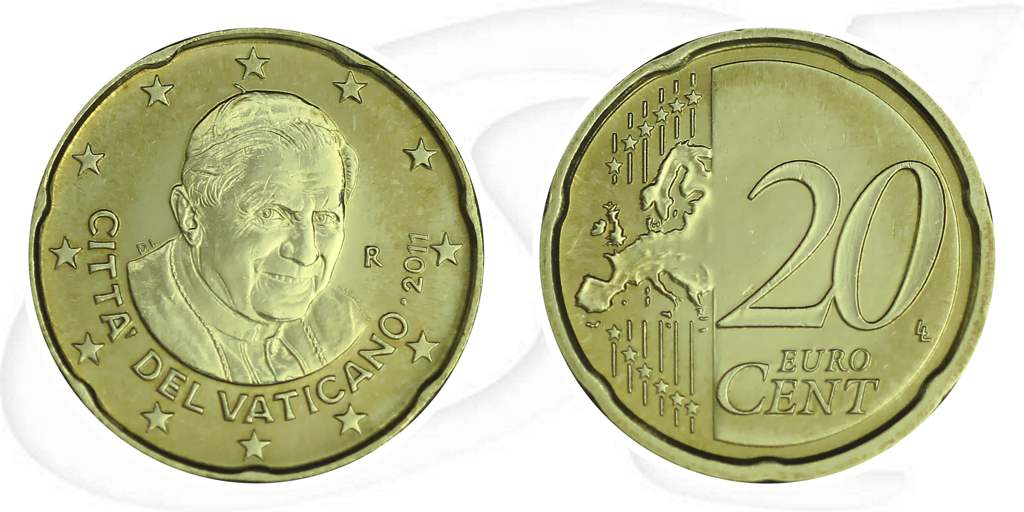 Vatikan 2011 20 Cent Benedikt Umlauf Kurs Münze Vorderseite und Rückseite zusammen