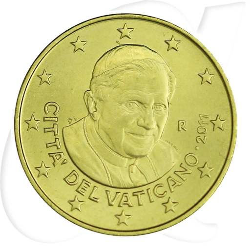 Vatikan 50 Cent 2011 Umlaufmünze Papst Benedikt XVI.
