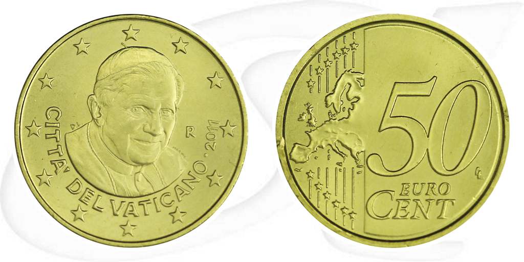 Vatikan 2011 50 Cent Benedikt Umlauf Münze Kurs Münze Vorderseite und Rückseite zusammen