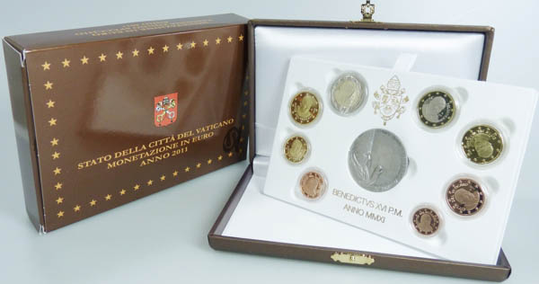 Vatikan Kursmünzensatz 2011 PP OVP Papst Benedikt XVI.